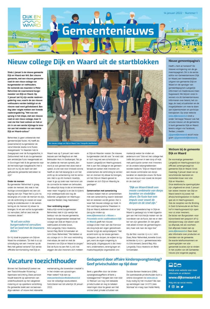Nieuwsblad Dijk en Waard Heerhugowaard 695x1024 - Nieuwsblad Dijk en Waard met groepsfoto B&W Dijk en Waard